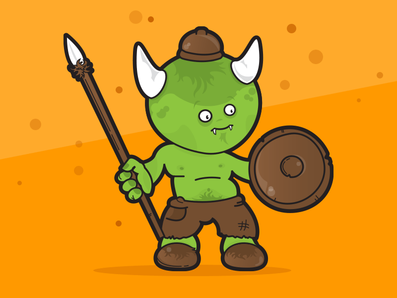 Viking-Boy adventure cute monster green illustration shield spear vector viking