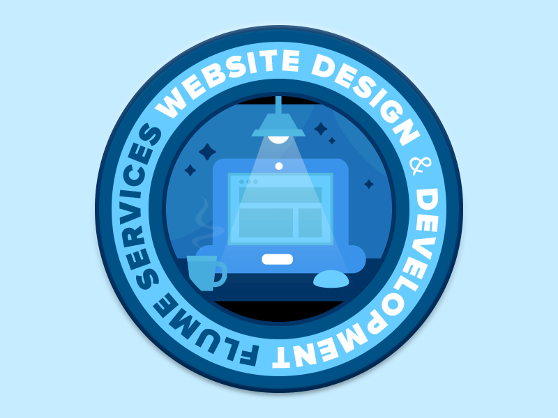 Flume Services: Badge badge development flume icon illustration services web design