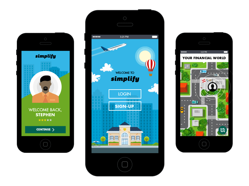 Finance App app finance flume icons illustration iphone mock up simplify
