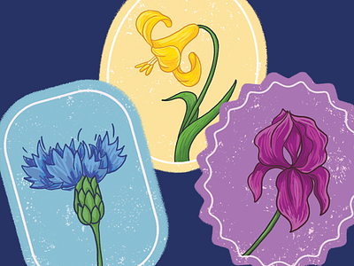 Endemic Flowers flower illustration stamp sticker texture