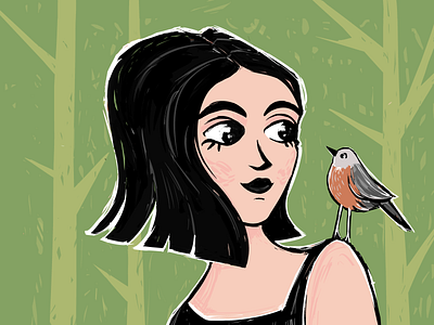 Hi Robin bird dublin female girl illustration ireland robin