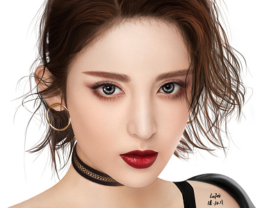 古力娜扎 gulnazar realistic portrait painting