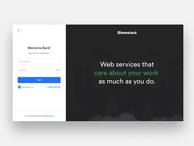 Leanstack. Log in login ui ux