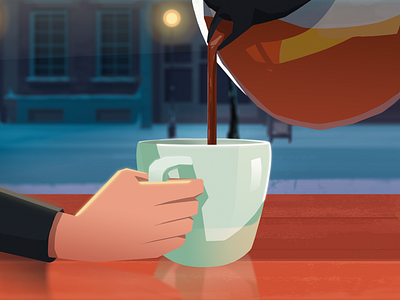 Christmas Card Illustration 3 - Coffee Pour