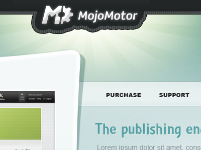 Mojo Motor - Header blue green header menu navigation rays website