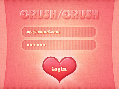 Crush/Crush - Login Screen button feminine girly glow heart interface light login pink screen textfield texture ui