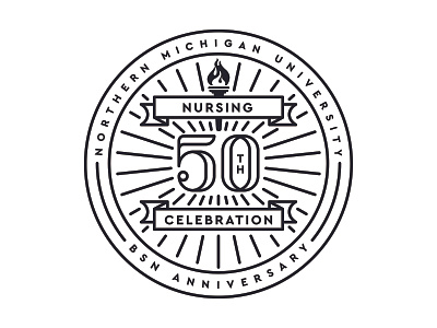 NMU - Nursing - 50th Anniversary 50th anniversary badge branding line logo northern michigan university nursing single weight