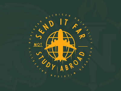 Study Abroad - Northern Michigan University badge mark marquette michigan northern michigan university plane speed sticker study abroad