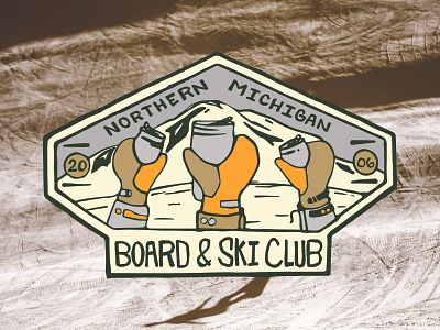 Board & Ski Club - NMU badge branding club illustration northern michigan university ski snowboard sticker