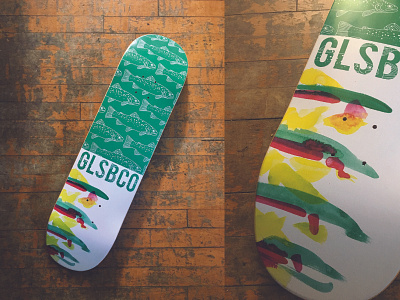 Great Lakes Skateboard Co. fish glsbco great lakes rainbow trout skate deck skateboarding watercolor