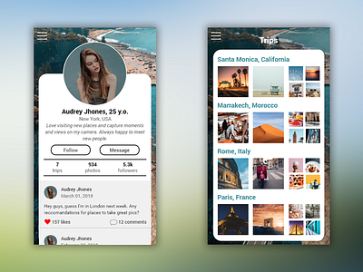 Mobile App - Profile & Trips Page