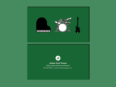 Business Card - Music instructor bass business card drums guitar instructor minimalist music piano teacher