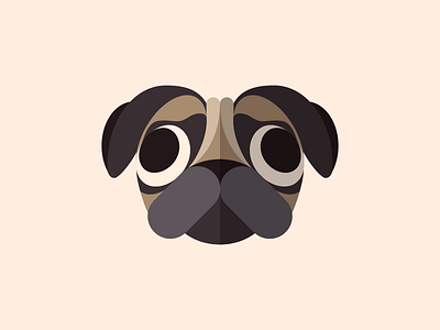 Dog Face Series - Pug animal character design cute dog face illustration pet pug vector