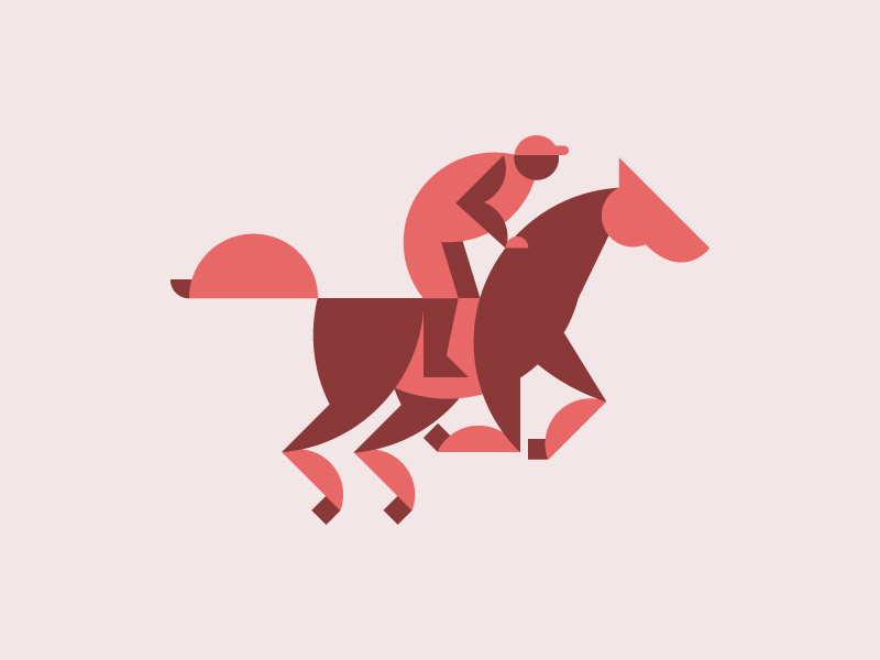 Horse Race flat jockey minimal animal illustration equestrian riding geometric icon mark sport race horse