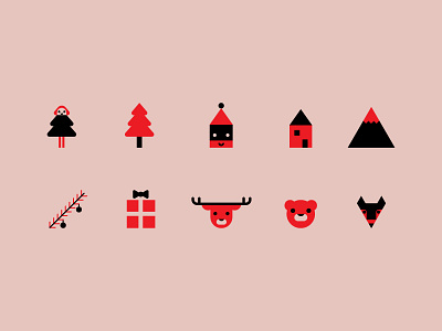 Christmas Icons animal christmas cute flat icon icon set illustration merry minimal vector