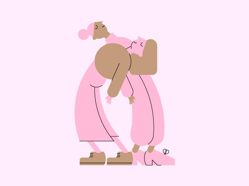Serene stretching serene calm balance stretching girl flat minimal vector illustration character design character