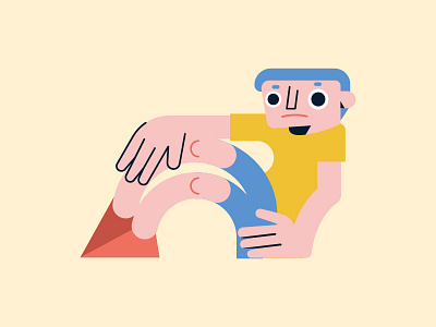 Staring Guy boy character character design color drawing expression flat geometric guy illustration illustrator minimal pose shape sitting staring vector weird