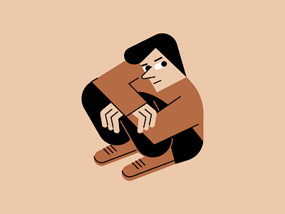 Sulky Guy angry boy character character design design drawing fed up flat geometric guy illustration illustrator minimal morose pose sitting sulky vector