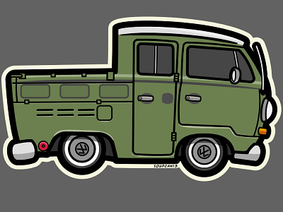 Crew Cab Vee Dub bus design illustration logo soupcan13 sticker vector vehicle vw