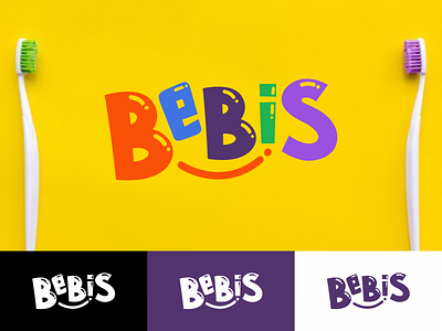 Bebies Kids Toothbrush Brand bebis branding colorful dental fun kids logo logo design smile smiley toothbrush typogaphy