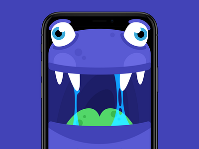 Ignoring the notch creature doodle illustration iphone iphone x iphonex monster notch