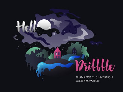 First Shot in the Dribbbleburg adobeillustrator design first shot firstshot hello illustration moonlight new night river smog world