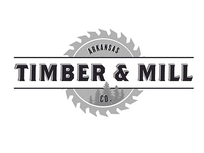 Timber Mill Logo black concept logo lumber mill saw timber trees white