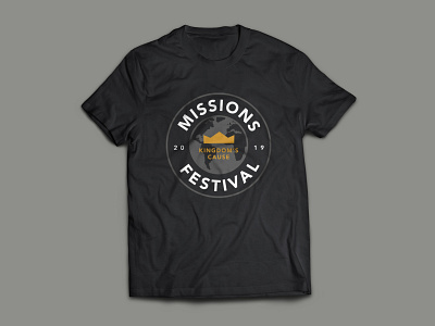 Missions Festival T Shirt black christian church crown design event festival globe gold grey missions mockup shirt tee tshirt