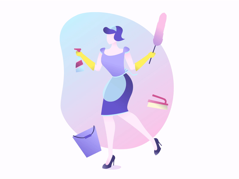Cleaning Lady Animation animation clean cleaning design gif graphic house illustration lady maise motion