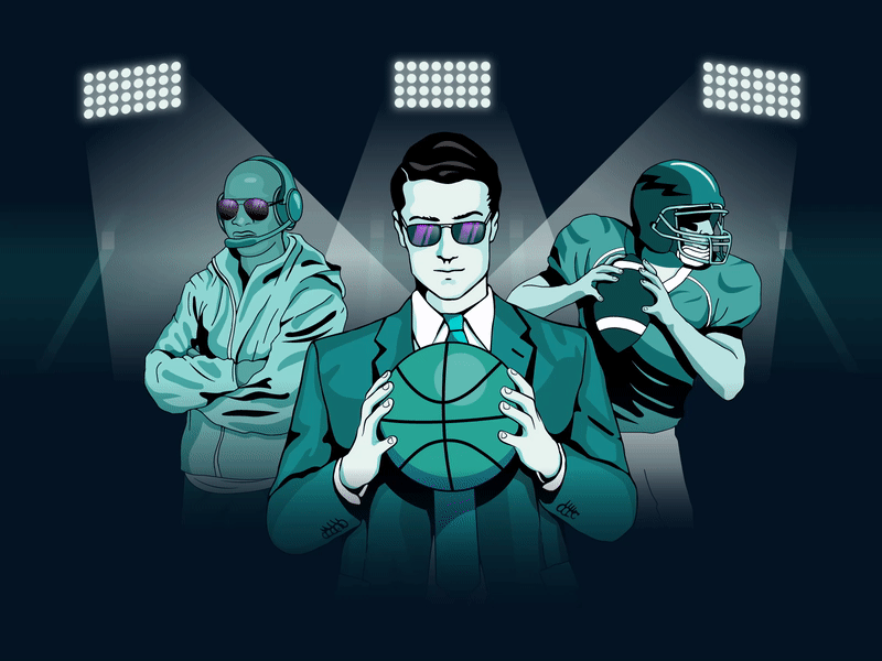 SQUAD App animation american football animation basketball fantasy league illustration maise manager motion design rugby sport app