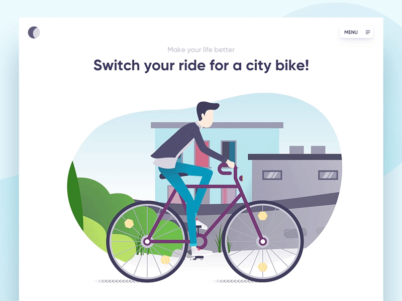 Bike ride animation app bike city cyclist illustration motion design ride riding road ui