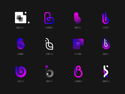 Letter B logos abstract branding icon icons identity illustrations letter b logos neon set type typography