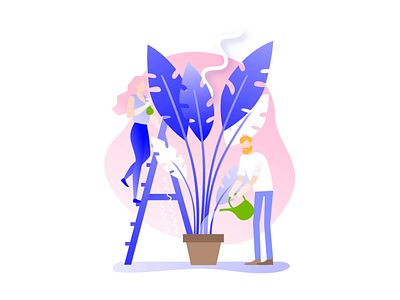 Growth Animation 2d animation business flat gif growth illustration maise motion people plant tropical