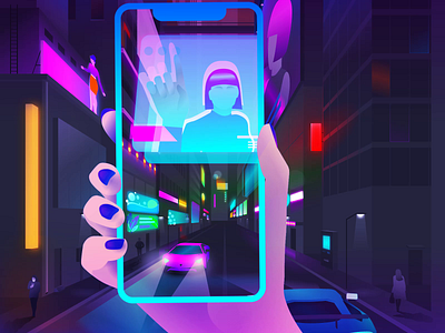 AR Futuristic Street animation augmented cyberpunk future city futuristic holo hologram iphone reality street