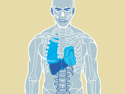 Body Cutaway for Men's Health cut away human body illustration illustrator medical illustration skeletal tmdetwiler vector
