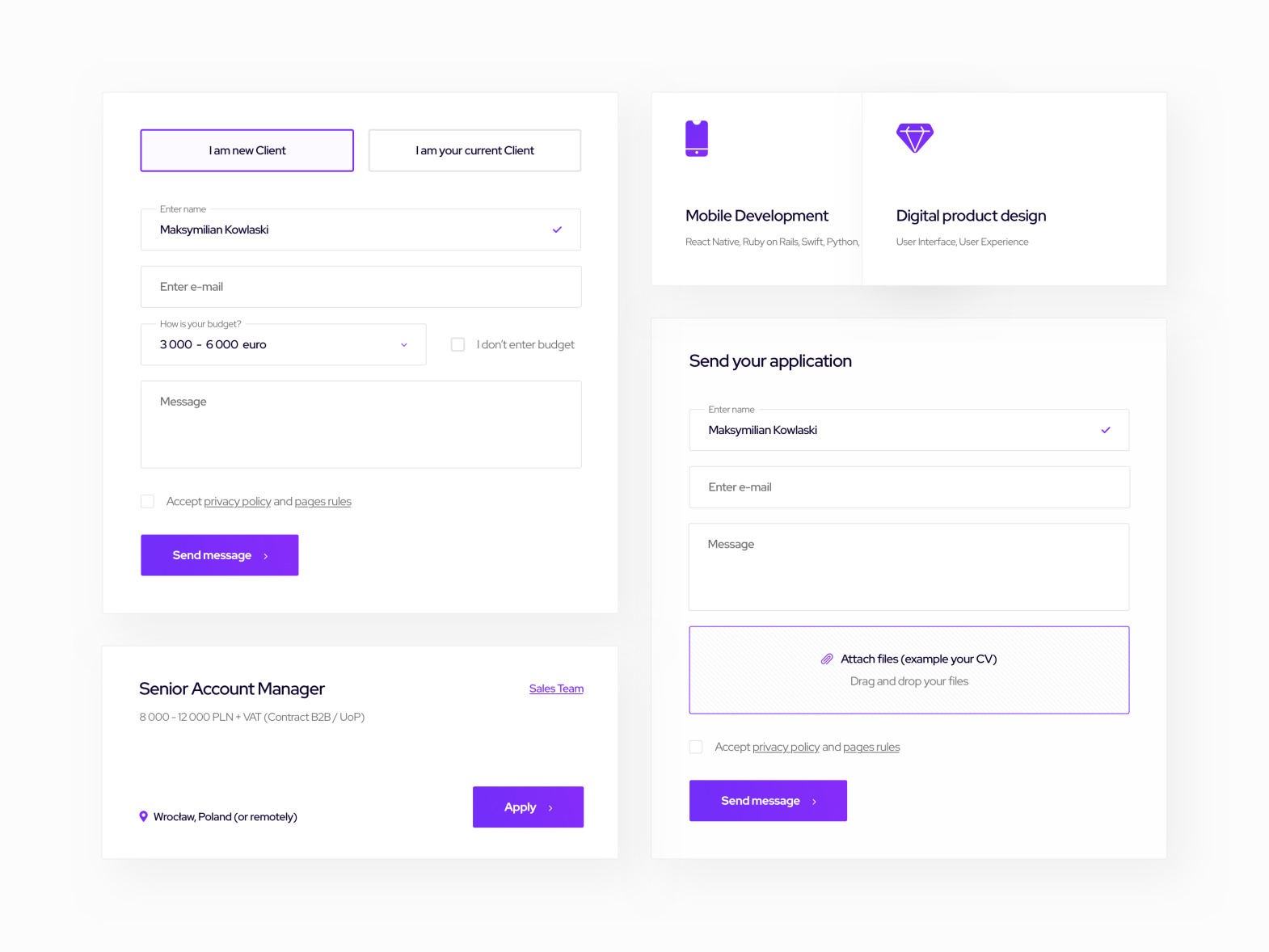 SoftwareHouse Page's elements by Mateusz Sala Studio on Dribbble