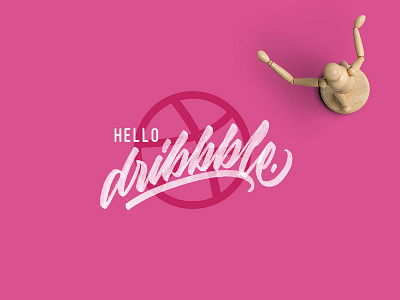 My Dribbble Debut debut design digital dribbble handlettering hello illustrator lettering mock ups photoshop