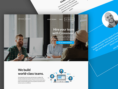 Crossover Landing Page cta button hiring iconography icons landing page testimonials web design