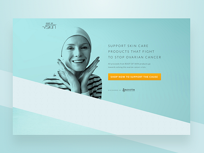 Root of Skin beauty blue cancer charity green hero landing page nonprofit skin care teal web design web page