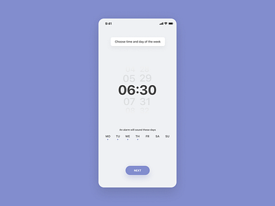 Clock App alarm alarm app alarm clock clean mobile time ui uidesign ux white