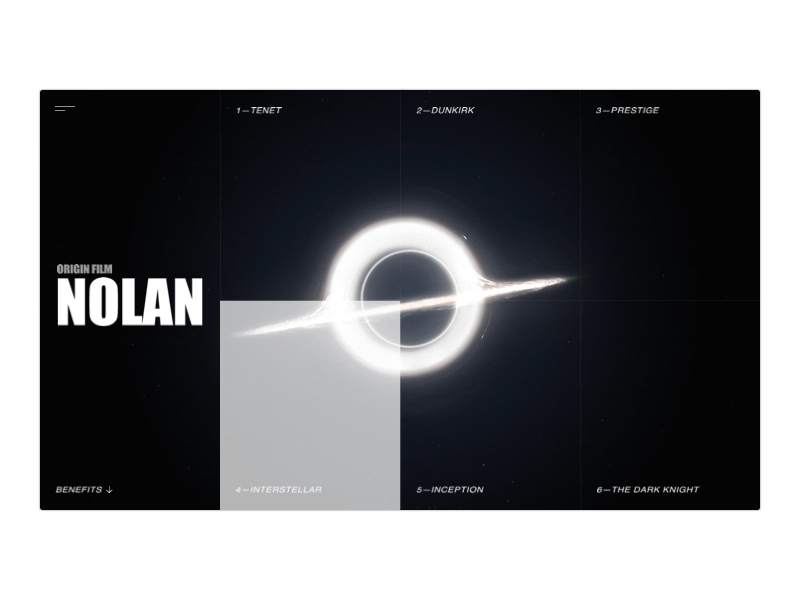 NOLAN animation clean design film landing page principle site ui uidesign