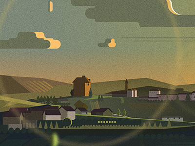 Later affinity designer editorial landscape promotion sunset vector illustration