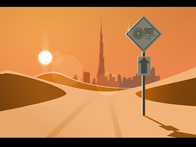 Expo 2020 affinity designer desert dubai editorial expo expo2020 heat illustration sun sunlight vector