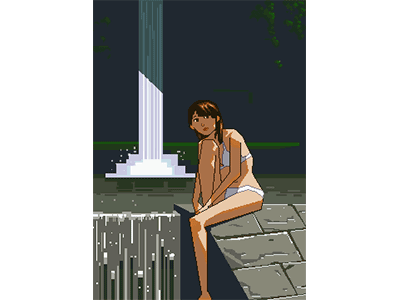 Waterfall animated gif girl pixel art sexy water