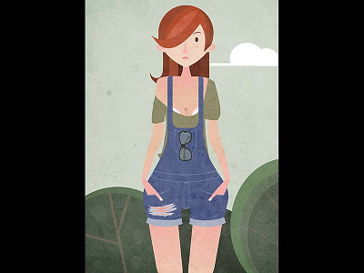 Salopette affinity designer fashion girl illustration jeans texture vector