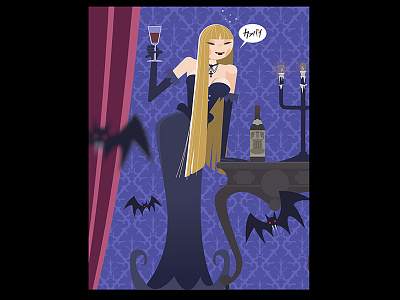Kanpai! drink illustration pinup sexy vampire vector wine