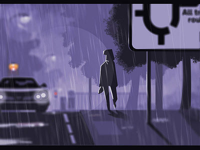 Tilehurst road atmospheric dark design graphicnovel illustration rain road uk vector