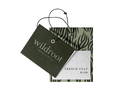 Wildroot Mercantile hang tag branding clothing brand hang tag identity logotype mercantile packaging