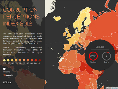 Corruption Perceptions Index 2012 cartodb corruption data geo index map world