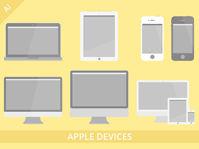 Apple Devices Set apple cinema display devices illustration imac ipad iphone macbook vector